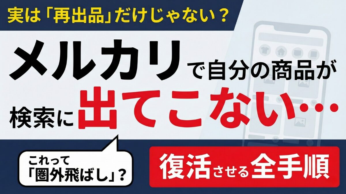 メルカリで自分の商品が検索に出てこない原因は？すぐできる対処法を解説