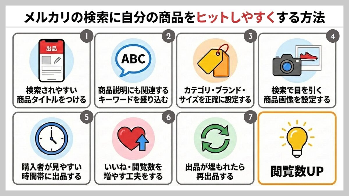 メルカリの検索に自分の商品をヒットしやすくする方法