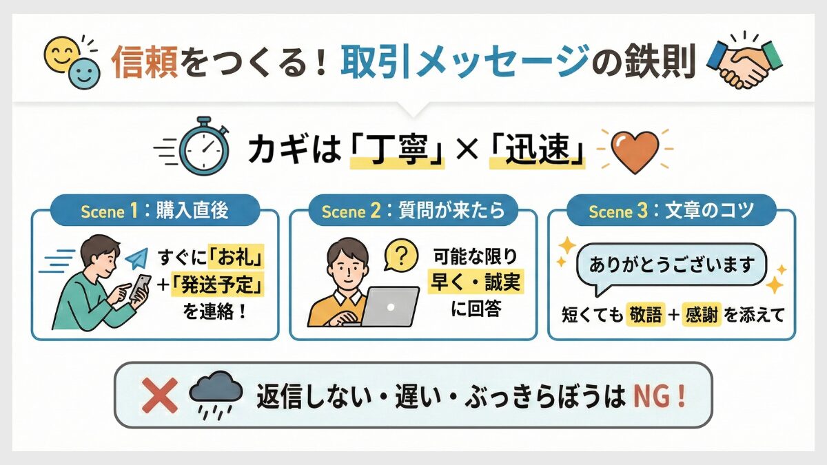 メルカリの取引メッセージの鉄則