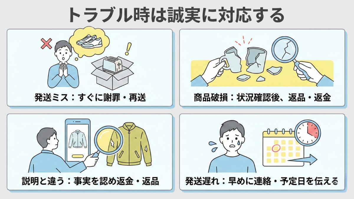 トラブル時は誠実に対応する