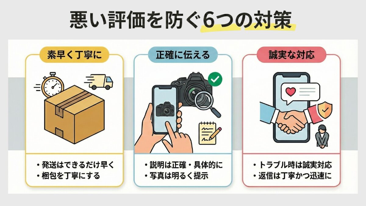 メルカリで悪い評価を防ぐ6つの対策